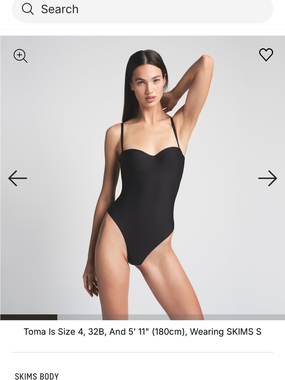 SKIMS Black One-Piece Swimsuit with Sweetheart Neckline